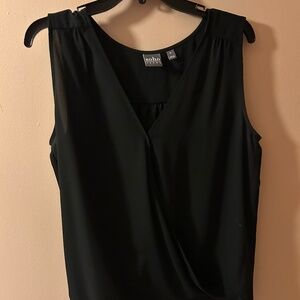 Soho Black  Sleeveless Wrap Blouse